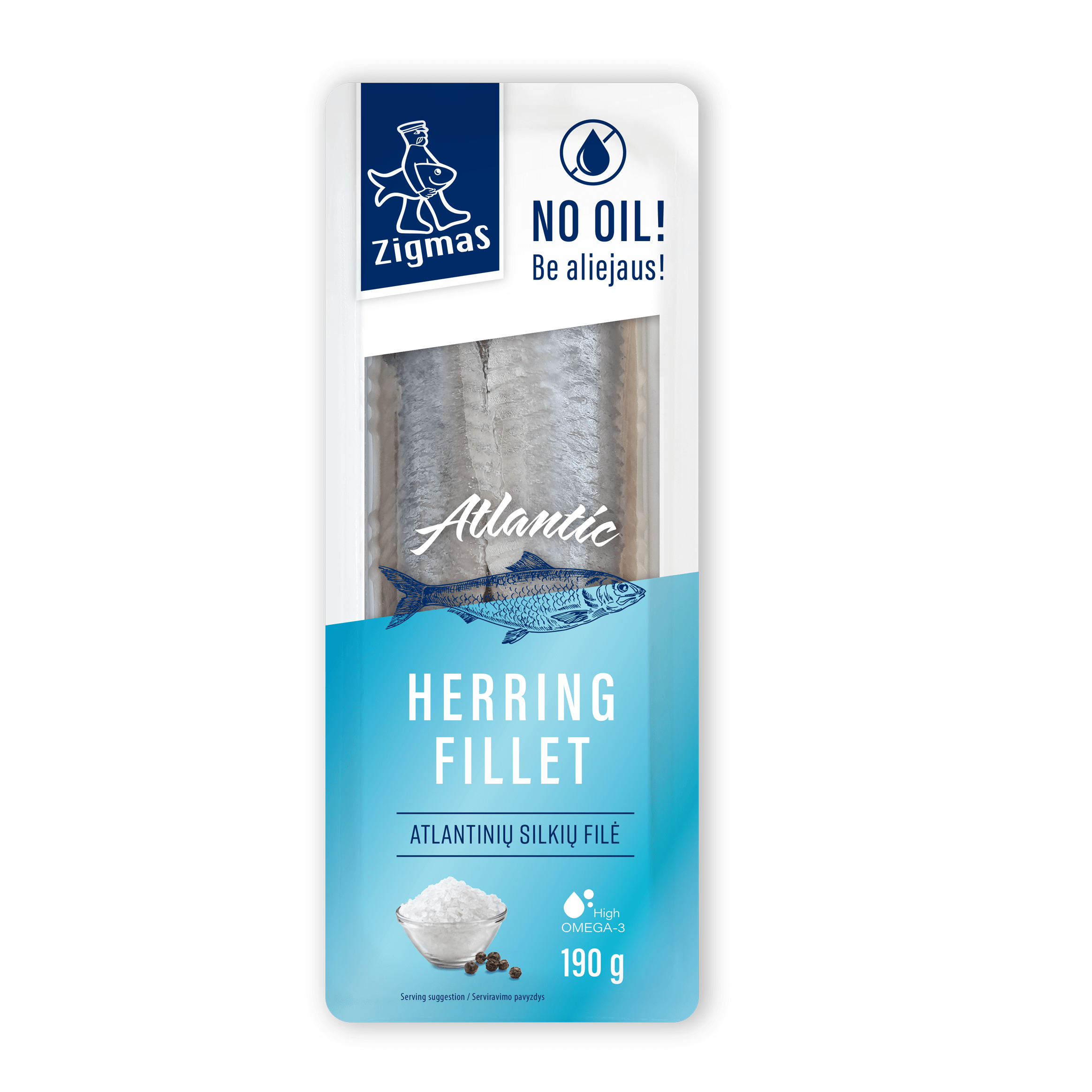 Salted herring fillets without oil