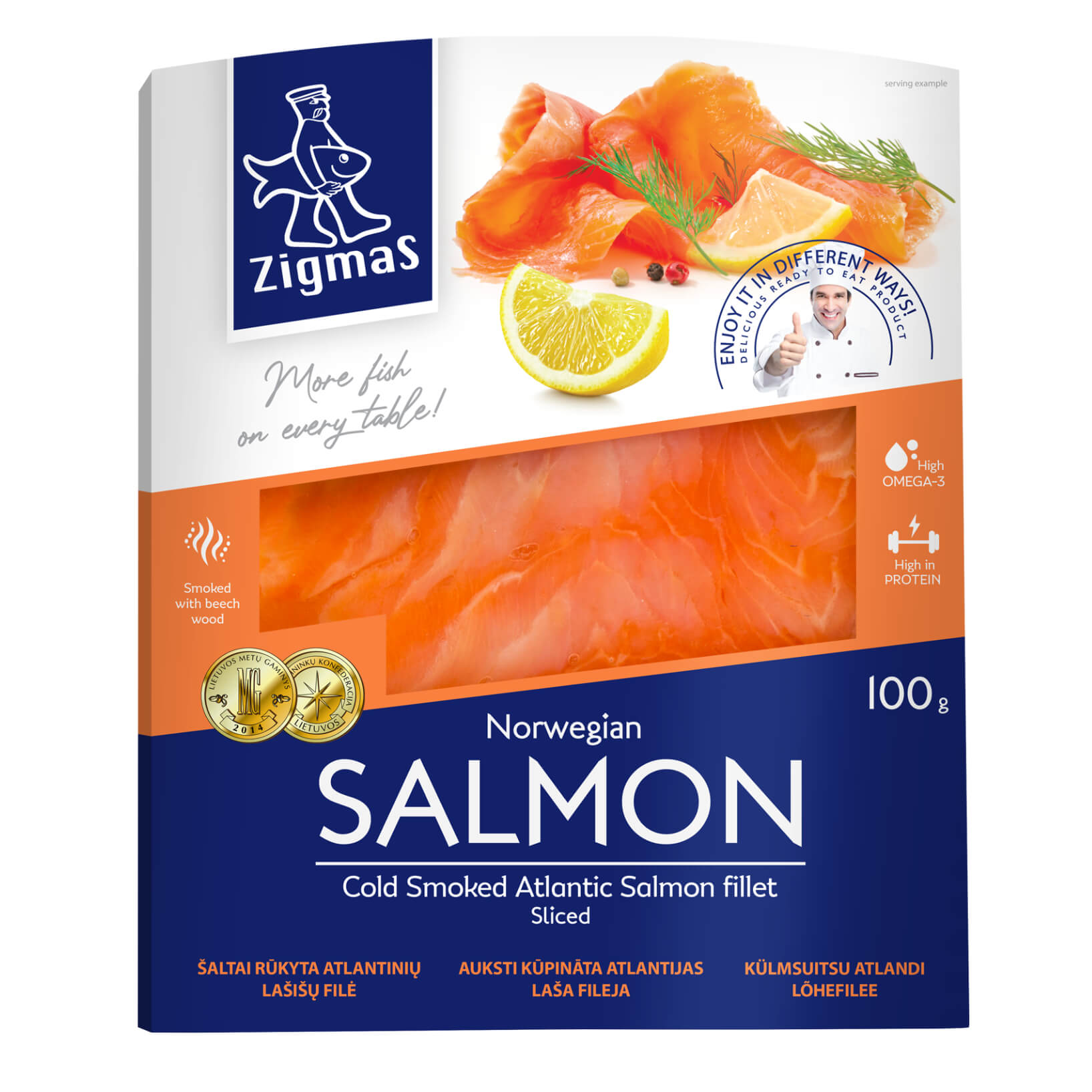 FINE CUT cold smoked Atlantic salmon fillet with dill - Iceco Fish
