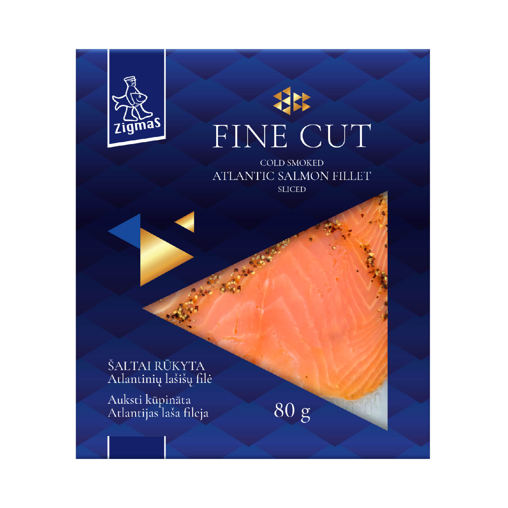 FINE CUT cold smoked Atlantic salmon fillet with pepper